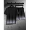image:imageGORGLITTER Mens Plus 2 Piece Short Set Beach Vacation Summer Outfits Short Sleeve T Shirt and Shorts Clothing SetsBlack