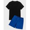 image:imageGORGLITTER Mens Rave Outfits Graphic Short Sleeve Tee Shirts and Drawstring Waist Shorts SetBlue and Black