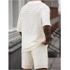 image:imageGORGLITTER Mens Short Sets 2 Piece Outfits Crochet Summer T Shirt and Matching Knitted Shorts Tracksuit SetWhite