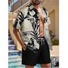 image:imageGORGLITTER Mens Summer Beach Outfits Vacation Cruise Tropical Short Sleeve Button Down Hawaiian Shirt and Shorts SetsBlack