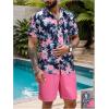image:imageGORGLITTER Mens Summer Beach Outfits Vacation Cruise Tropical Short Sleeve Button Down Hawaiian Shirt and Shorts SetsMulticolor