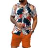 image:imageGORGLITTER Mens Summer Beach Outfits Vacation Cruise Tropical Short Sleeve Button Down Hawaiian Shirt and Shorts SetsMulticolor Orange