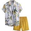 image:imageGORGLITTER Mens Summer Beach Outfits Vacation Cruise Tropical Short Sleeve Button Down Hawaiian Shirt and Shorts SetsYellow