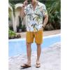 image:imageGORGLITTER Mens Summer Beach Outfits Vacation Cruise Tropical Short Sleeve Button Down Hawaiian Shirt and Shorts SetsYellow