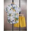 image:imageGORGLITTER Mens Summer Beach Outfits Vacation Cruise Tropical Short Sleeve Button Down Hawaiian Shirt and Shorts SetsYellow
