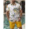 image:imageGORGLITTER Mens Summer Beach Outfits Vacation Cruise Tropical Short Sleeve Button Down Hawaiian Shirt and Shorts SetsYellow