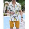 image:imageGORGLITTER Mens Summer Beach Outfits Vacation Cruise Tropical Short Sleeve Button Down Hawaiian Shirt and Shorts SetsYellow