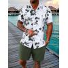 image:imageGORGLITTER Mens Vacation Beach Cruise Summer Outfits 2 Piece Shorts Set Hawaiian Button Down Shirt and ShortsArmy Green
