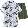 image:imageGORGLITTER Mens Vacation Beach Cruise Summer Outfits 2 Piece Shorts Set Hawaiian Button Down Shirt and ShortsArmy Green