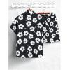 image:imageGORGLITTER Mens Vacation Beach Cruise Summer Outfits 2 Piece Shorts Set Hawaiian Button Down Shirt and ShortsBlack and White Floral