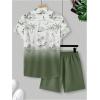 image:imageGORGLITTER Mens Vacation Beach Cruise Summer Outfits 2 Piece Shorts Set Hawaiian Button Down Shirt and ShortsGreen Floral