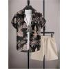 image:imageGORGLITTER Mens Vacation Beach Cruise Summer Outfits 2 Piece Shorts Set Hawaiian Button Down Shirt and ShortsKhaki