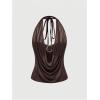 image:imageGORGLITTER Womens 2 Piece Draped Halter Top Leopard Low Rise Micro Mini Shorts Sets Y2K Party Sexy Going Out OutfitsBrown
