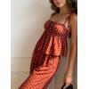image:imageGORGLITTER Womens 2 Piece Outfits Going Out Sets Polka Dots Tie Shoulder Cami Top and Wide Leg Pants Summer Matching SetsBrown