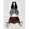 image:imageGORGLITTER Womens 2 Piece Outfits Summer Tie Dye Backless Asymmetrical Halter Top and Drawstring High Waist Shorts SetBrown