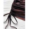 image:imageGORGLITTER Womens 2 Piece Outfits Summer Tie Dye Backless Asymmetrical Halter Top and Drawstring High Waist Shorts SetBrown