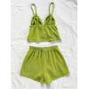 image:imageGORGLITTER Womens 2 Piece Outfits Summer Tie Front Backless Crop Peplum Babay Doll Top and High Waist Shorts Sets 2025 Green Large