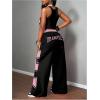 image:imageGORGLITTER Womens 2 Piece Set Jersey Graphic Crop Tank Top and Wide Leg Sweatpants Set Tracksuit Y2K Streetwear Rave OutfitsBlack