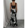 image:imageGORGLITTER Womens 2 Piece Sets Sleeveless Tank Top and Tie Dye Ruched Maxi Skirts Set Summer Rave 2 Piece Outfits 2025Black