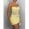 image:imageGORGLITTER Womens 2 Piece Skirt Sets Twist Front Bandeau Tube Top Bodycon Mini Skirt Summer Vacation Going Out OutfitsYellow