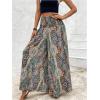 image:imageGORGLITTER Womens Boho Summer Paisley Print Palazzo Pants Dressy Western High Waisted Wide Leg Flowy Loose ToursersMulticolor