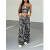 image:imageGORGLITTER Womens Camo Two Piece Summer Outfits Pants Set Camouflage Strapless Tube Top Sets Baggy Cargo SweatpantsArmy Green Camo