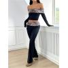 image:imageGORGLITTER Womens Cheetah Print Vacation Cruise Y2K Outfits Off The Shoulder Crop Top and Flare Pants 2 Piece SetBlack