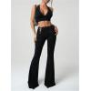 image:imageGORGLITTER Womens Concert Rave Festival Y2K Outfits Backless Halter Tops and Low Waisted Bootcut Two Pieces Pants SetsBlack