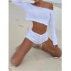 image:imageGORGLITTER Womens Crochet Shorts Set Two Piece Vacation Summer Beach Outfits Off The Shoulder Crop Tops and Shorts SetWhite