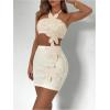 image:imageGORGLITTER Womens Crochet Skirt Set 2 Piece Beach Vacation Outfits 3D Floral Halter Crop Top and Mini Skirt SetsApricot
