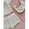 image:imageGORGLITTER Womens Crochet Summer Outfits Short Sleeve Button Up Sheer Tops Mini Shorts Beach Vacation ClothesWhite
