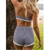 image:imageGORGLITTER Womens Gingham Plaid Shorts Set Cute Lace Trim Crop Cami Top Drawstring Shorts Going Out OutfitsBlue and White
