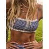 image:imageGORGLITTER Womens Gingham Plaid Shorts Set Cute Lace Trim Crop Cami Top Drawstring Shorts Going Out OutfitsBlue and White