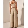 image:imageGORGLITTER Womens Linen Sets 2 Piece Outfits Cropped Tank Top Baggy Pants Matching Sets Size Small Please Size UpKhaki