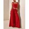 image:imageGORGLITTER Womens Linen Sets 2 Piece Outfits Cropped Tank Top Baggy Pants Matching Sets Size Small Please Size UpRed