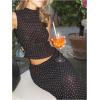image:imageGORGLITTER Womens Polka Dots 2 Piece Skirt Sets Sheer Mesh High Neck Crop Tank Top and Maxi Skirt Y2k Going Out OutfitsBlack