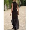 image:imageGORGLITTER Womens Polka Dots 2 Piece Skirt Sets Sheer Mesh High Neck Crop Tank Top and Maxi Skirt Y2k Going Out OutfitsBlack