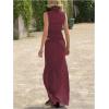 image:imageGORGLITTER Womens Polka Dots 2 Piece Skirt Sets Sheer Mesh High Neck Crop Tank Top and Maxi Skirt Y2k Going Out OutfitsBurgundy