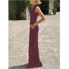 image:imageGORGLITTER Womens Polka Dots 2 Piece Skirt Sets Sheer Mesh High Neck Crop Tank Top and Maxi Skirt Y2k Going Out OutfitsBurgundy