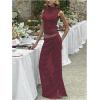 image:imageGORGLITTER Womens Polka Dots 2 Piece Skirt Sets Sheer Mesh High Neck Crop Tank Top and Maxi Skirt Y2k Going Out OutfitsBurgundy