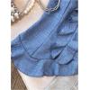 image:imageGORGLITTER Womens Ruffle Short Sets Asymmetrical Hem Bandeau Tube Top Flared Shorts Matching Outfits Blue Small