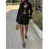 image:imageGORGLITTER Womens Shorts Set 2 Piece Beach Vacation Coastal Miami Brunch Outfits Bell Long Sleeve Top and Linen ShortsBlack