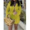 image:imageGORGLITTER Womens Shorts Set 2 Piece Beach Vacation Coastal Miami Brunch Outfits Bell Long Sleeve Top and Linen ShortsLime Green