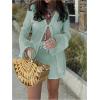 image:imageGORGLITTER Womens Shorts Set 2 Piece Beach Vacation Coastal Miami Brunch Outfits Bell Long Sleeve Top and Linen ShortsMint Blue