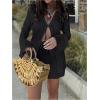 image:imageGORGLITTER Womens Shorts Set 2 Piece Beach Vacation Coastal Miami Brunch Outfits Bell Long Sleeve Top and Linen ShortsSolid Black