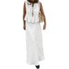 image:imageGORGLITTER Womens Skirt Set Two Piece Outfits Sleeveless Tie Front Babydoll Peplum Top and Fall Renaissance Maxi SkirtWhite