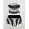 image:imageGORGLITTER Womens Striped Tube Tops Sets Sexy Summer Birthday Vacation Outfits Strapless Two 2 Piece Shorts SetsBlack and White