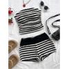image:imageGORGLITTER Womens Striped Tube Tops Sets Sexy Summer Birthday Vacation Outfits Strapless Two 2 Piece Shorts SetsBlack and White