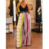 image:imageGORGLITTER Womens Striped Wide Leg Pants Colorful Double Waisted Boho Loose Flowy Palazzo TrousersMulticolor