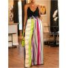 image:imageGORGLITTER Womens Striped Wide Leg Pants Colorful Double Waisted Boho Loose Flowy Palazzo TrousersMulticolor